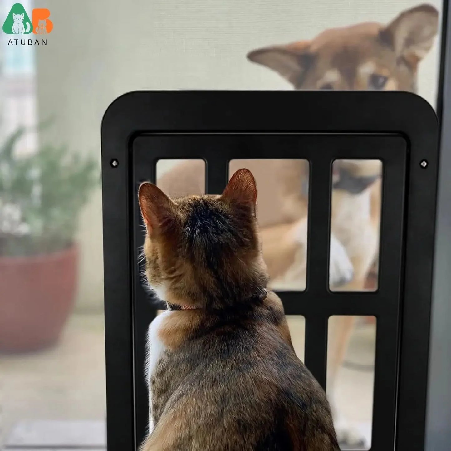 ATUBAN Magnetic Lockable Dog Door For Sliding Door