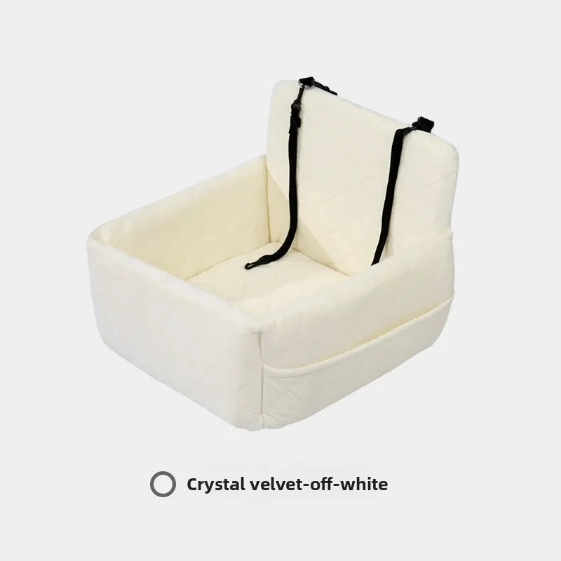 Pet Car Seat for Dogs Cat Travel Safety Bed Small Medium Pets Backseat Sofa with Clip-on Safety Belt Waterproof Basket Protector