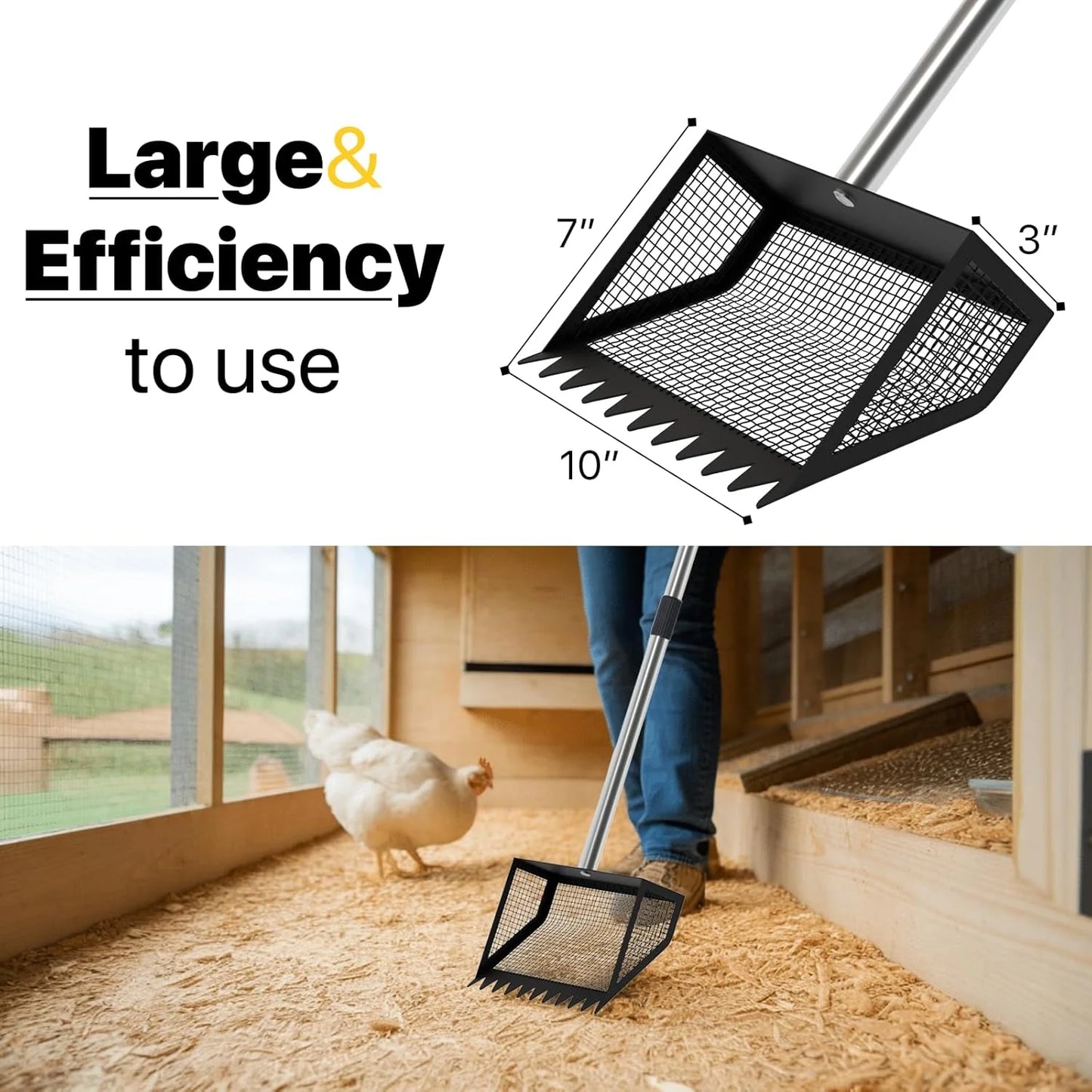 Chicken Poop Scooper With Extra Wide Scoop Mouth For Sand