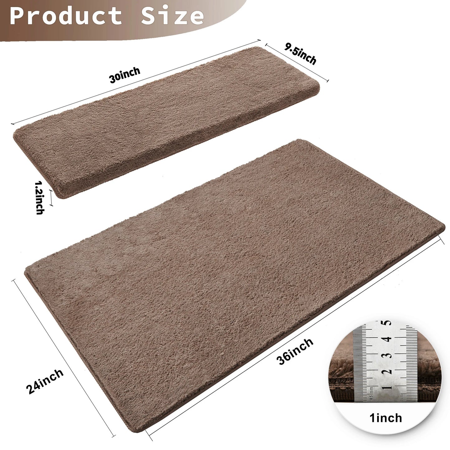 NONECN Bullnose Non-Slip Stair Treads Ultra Plush Peel and Stick