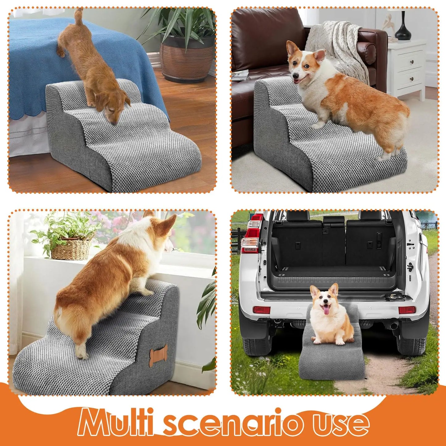 Ladder Dogs Pets Bone Handle Puppys Stairs Beside Sofa Bed Ramp for Dogs Protecting Pets Joint Safety Stairs for Elderly Dogs