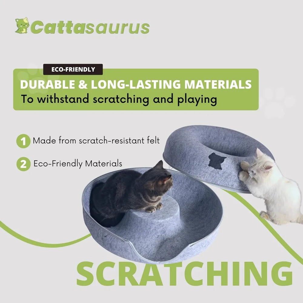 Hign-concerned Peekaboo Cat Cave Donut Bed For Large Cats