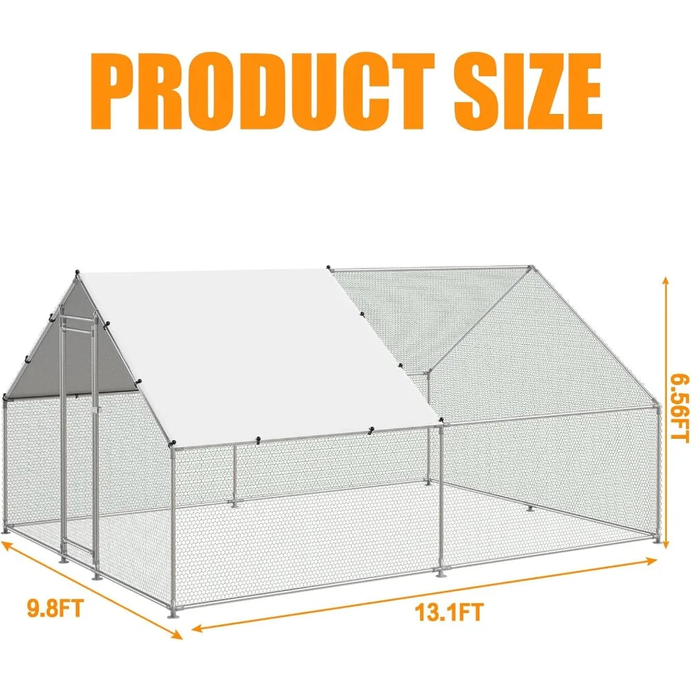MKDK Walk In Metal Chicken Coop With Waterproof Anti UV Cover