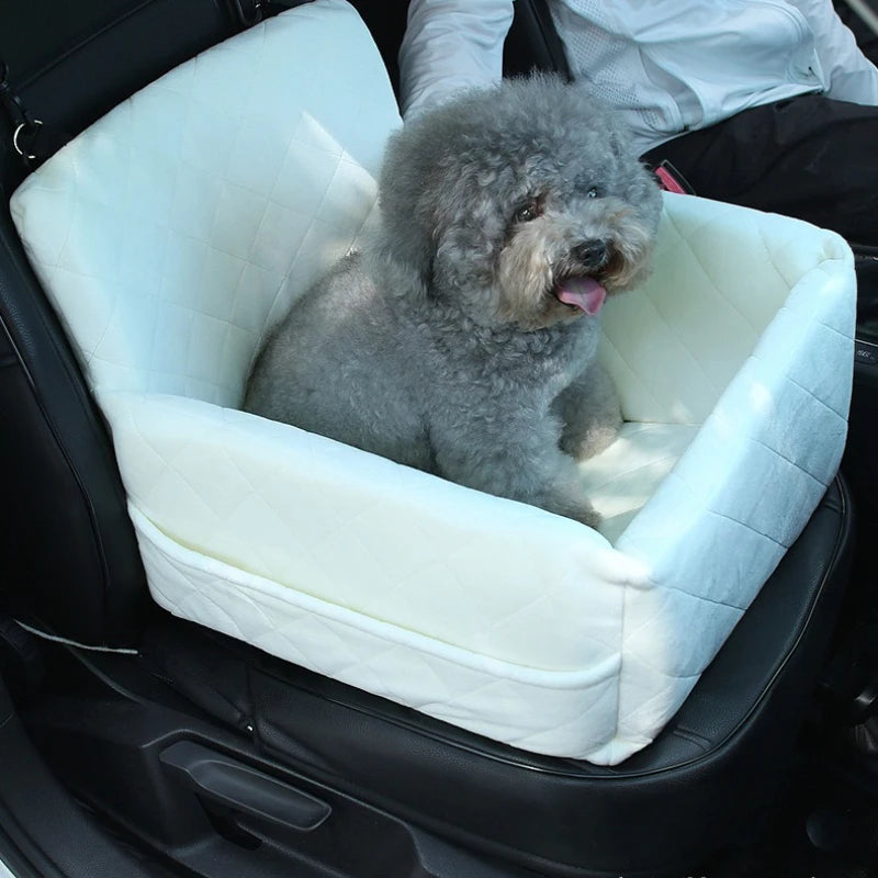 Pet Car Seat for Dogs Cat Travel Safety Bed Small Medium Pets Backseat Sofa with Clip-on Safety Belt Waterproof Basket Protector