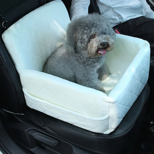 Pet Car Seat for Dogs Cat Travel Safety Bed Small Medium Pets Backseat Sofa with Clip-on Safety Belt Waterproof Basket Protector