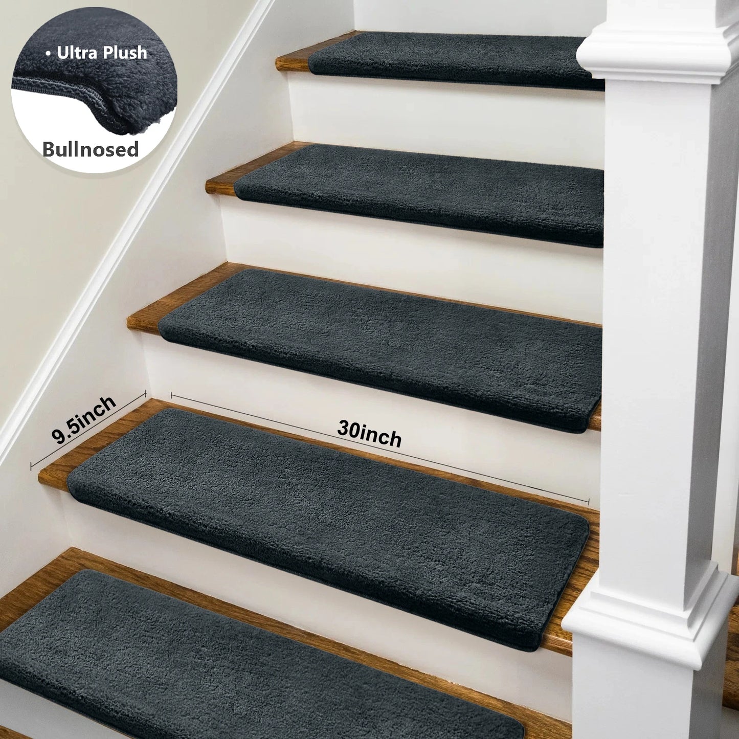 NONECN Bullnose Non-Slip Stair Treads Ultra Plush Peel and Stick