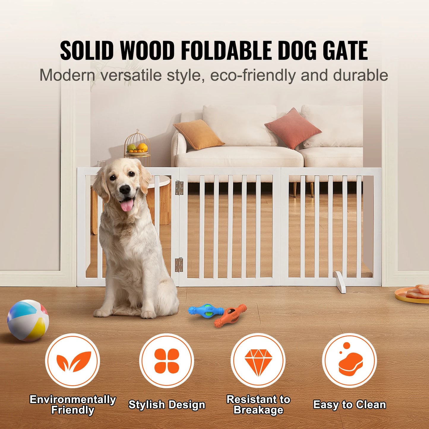 SucceBuy Three-Panel Freestanding Dog Gate For Narrow Passages
