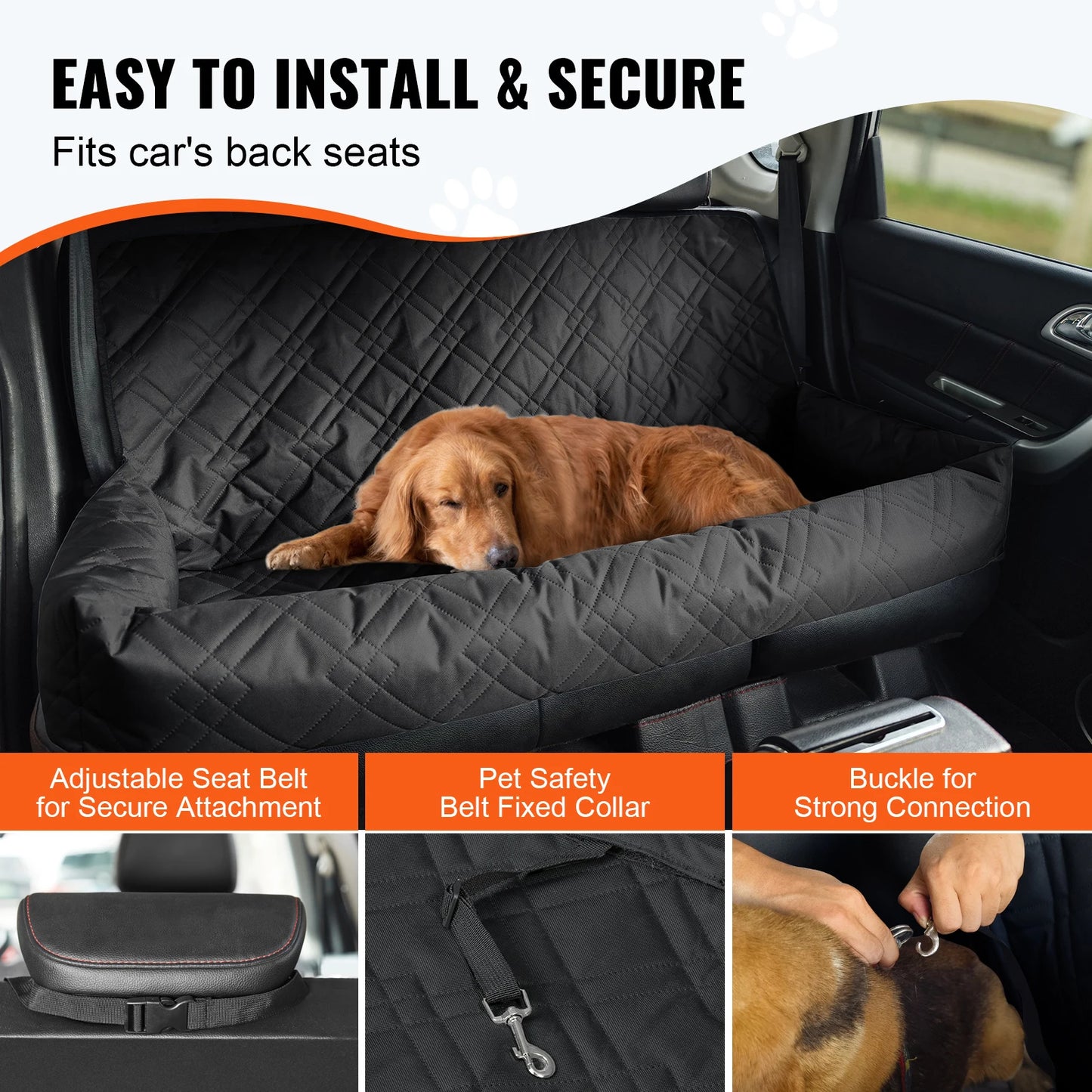 SucceBuy Waterproof Dog Car Seat Booster With ClipOn Safety Leash