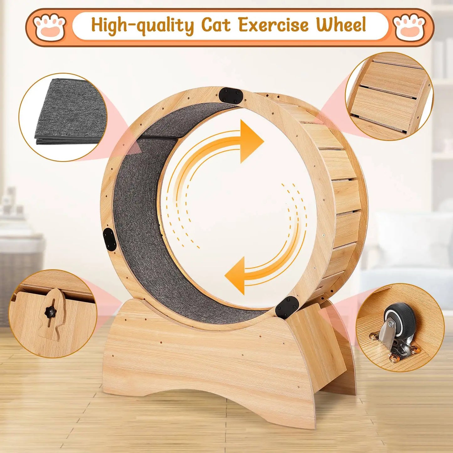 Hign Concerned Wooden Cat Treadmill And Scratching Toy