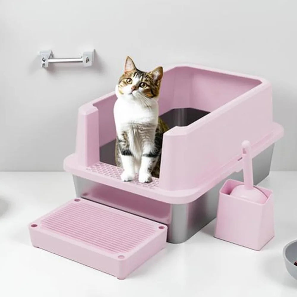 Stainless Steel Litter Box With Odor Control For Cats