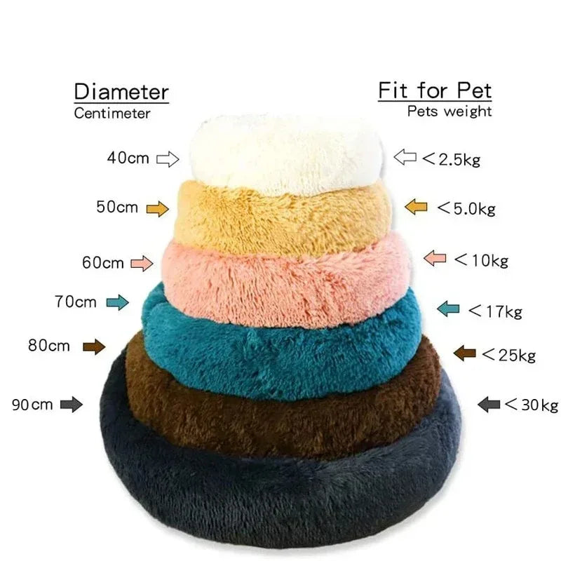 Winter Warm Round Plush Pet Bed For Dogs And Felines