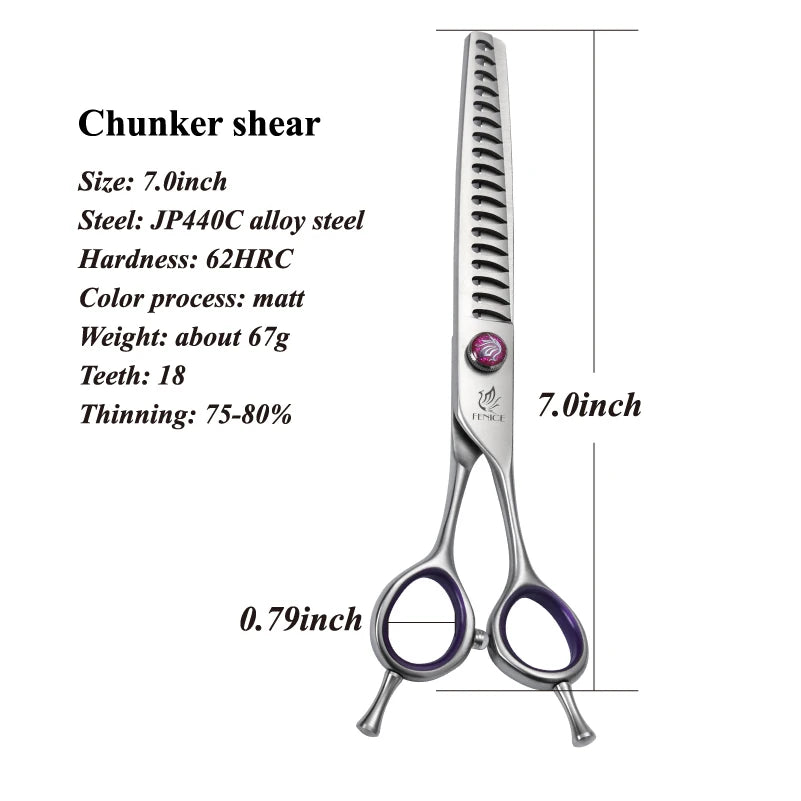 Fenice 7.0/8.0inch Professional Dog Grooming Scissors Thinning Chunker Shears JP440C Pets Dogs Groomer Tools