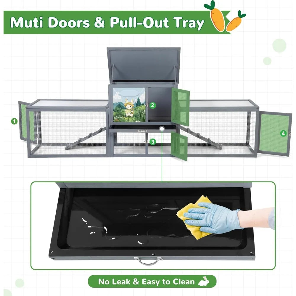 DAFIFY Outdoor Rabbit Hutch Two Story Wood Cage For Bunnies