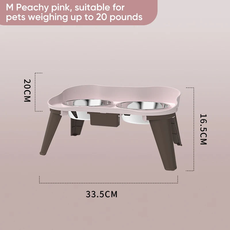 Superdesign Rimmed Table Pet Bowl Stainless Steel Elevated Neck Protection