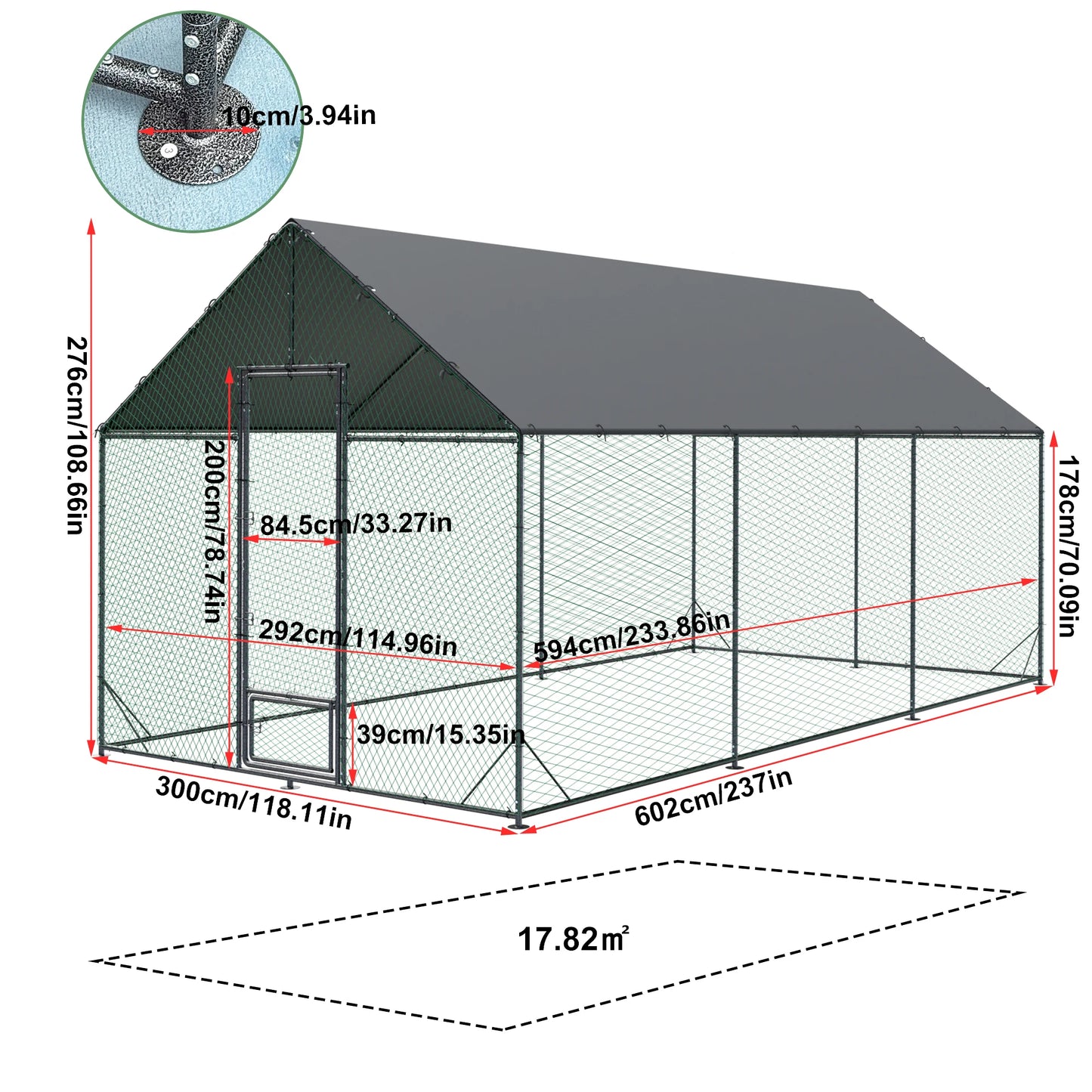 BINGOPAW Outdoor Metal Chicken Coop Walk In Poultry Run Pen