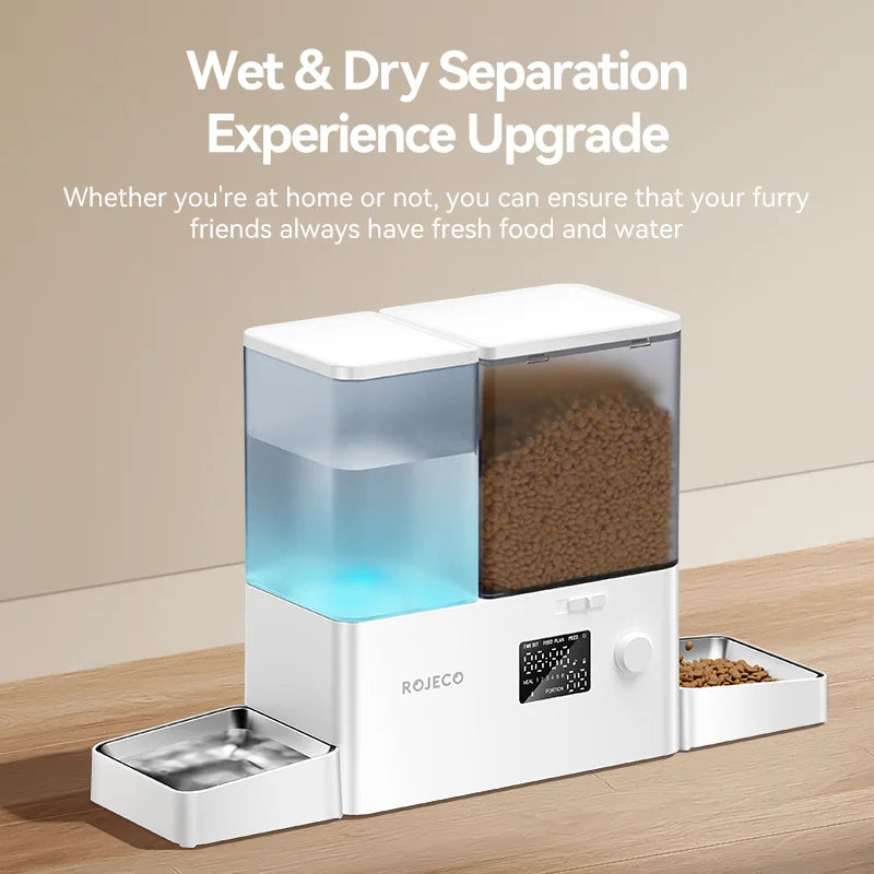 ROJECO 2In1 Automatic Pet Feeder And Water Fountain 8.5L