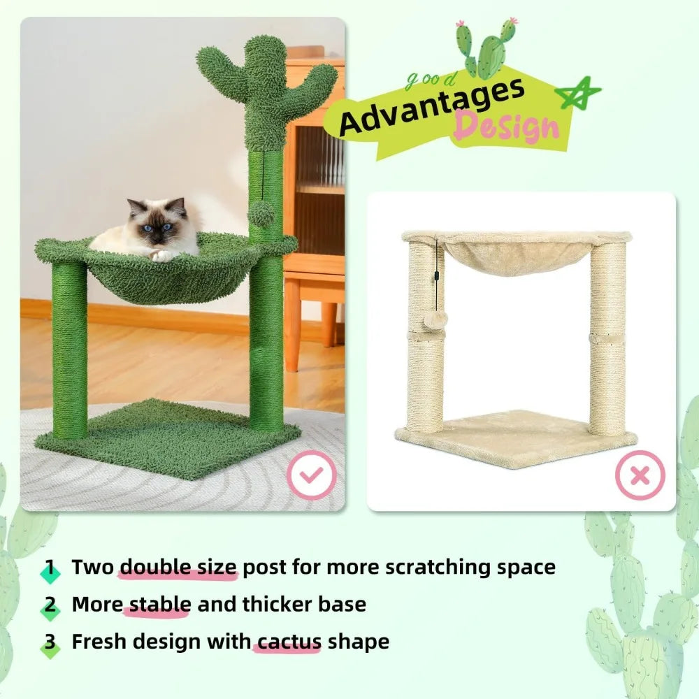 Breed PAWZ Road Cactus Cat Tree Interior Cat Tower Hammock