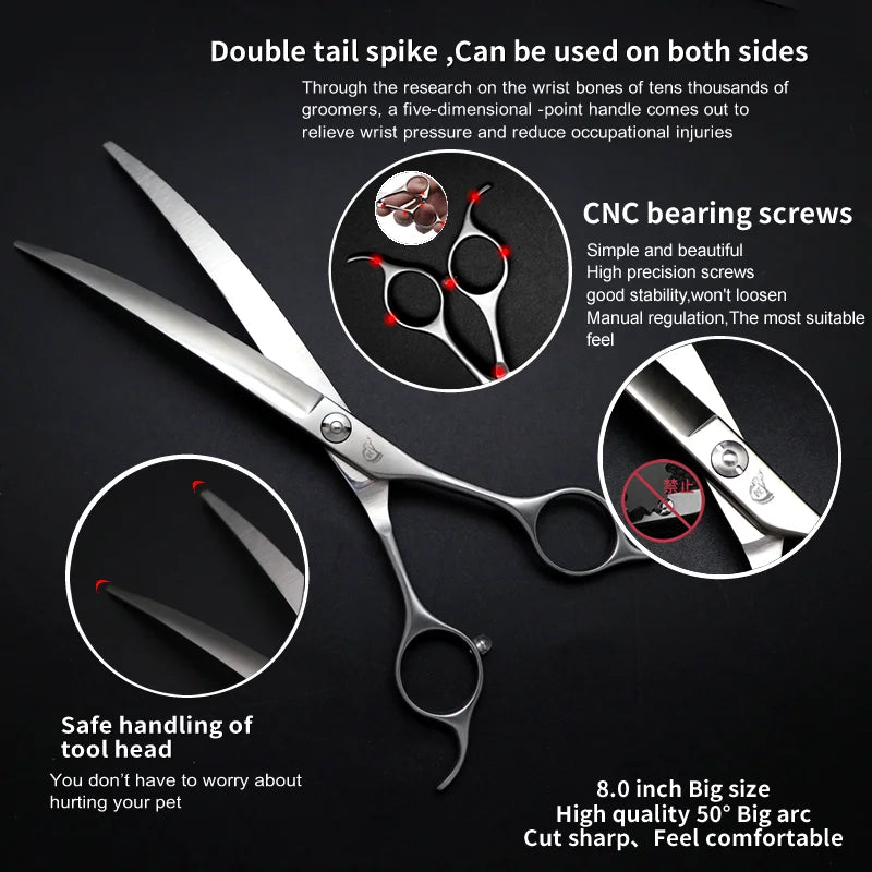 Curved Dog Grooming Scissors For Professional Pet Hair Care
