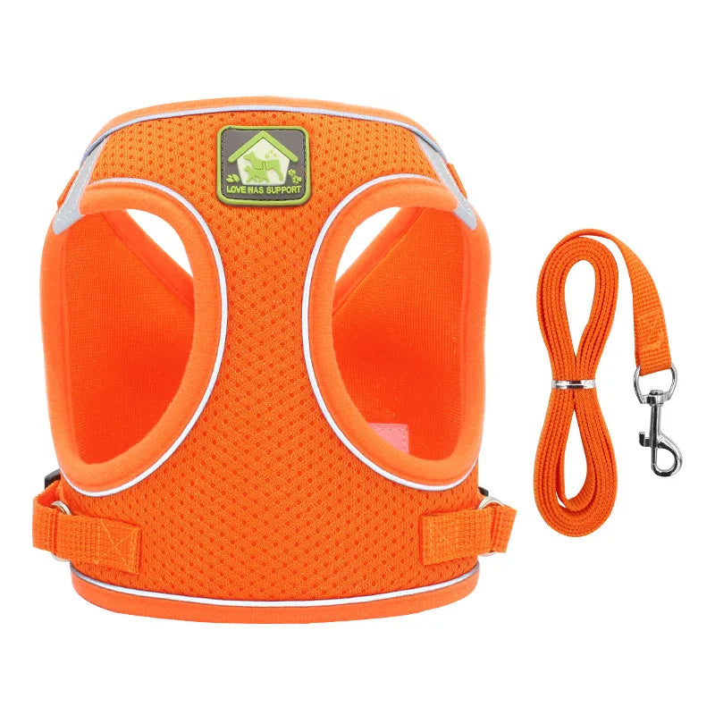 Cat Chest Harness With Leash Reflective Breathable Mesh Chest Strap