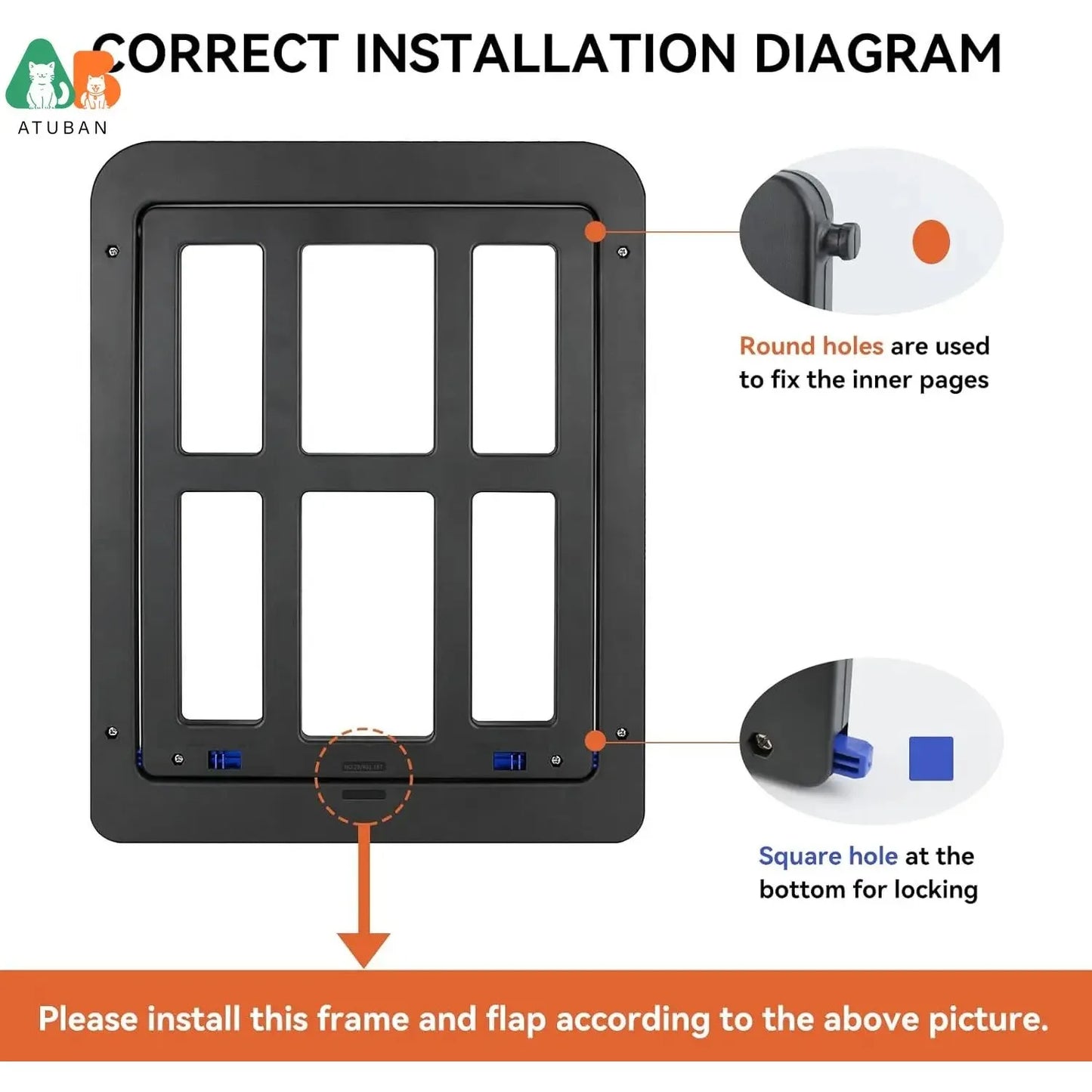 ATUBAN Magnetic Lockable Dog Door For Sliding Door