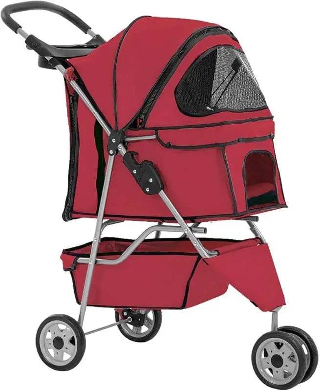 Hign-concerned 3-Wheel Pet Stroller Breathable Mesh Carrier