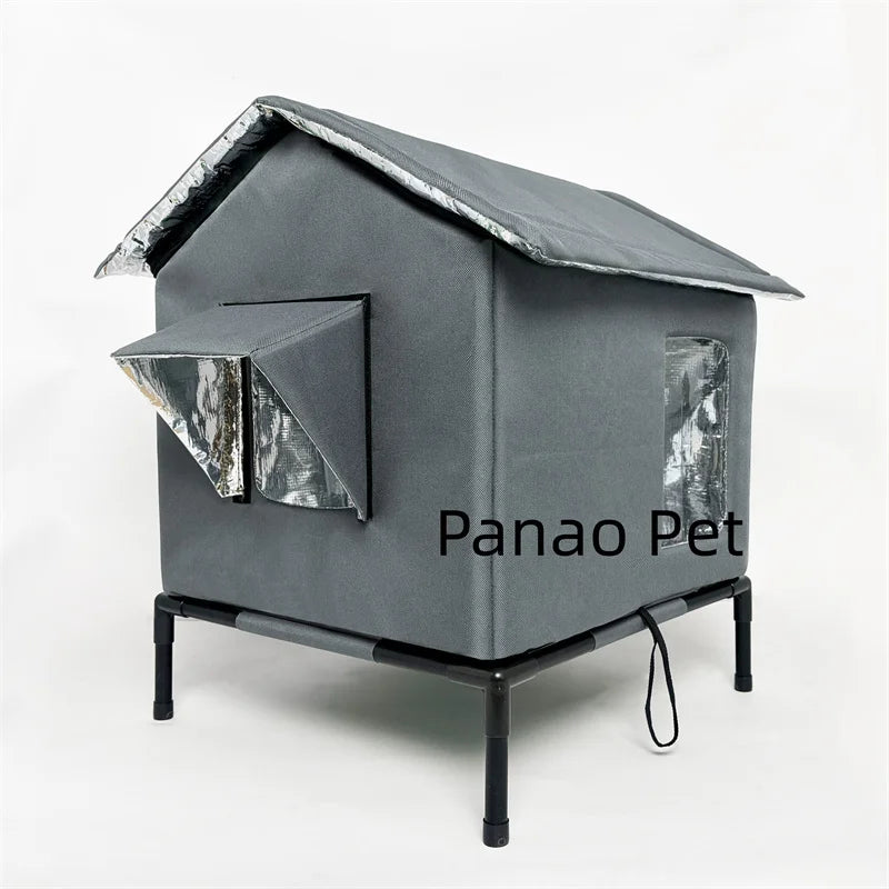 Winter Elevated Pet House-Bed Moisture-Proof Design Cat House Weatherproof for Indoor or Outdoor Use Fits Small or Medium Pets