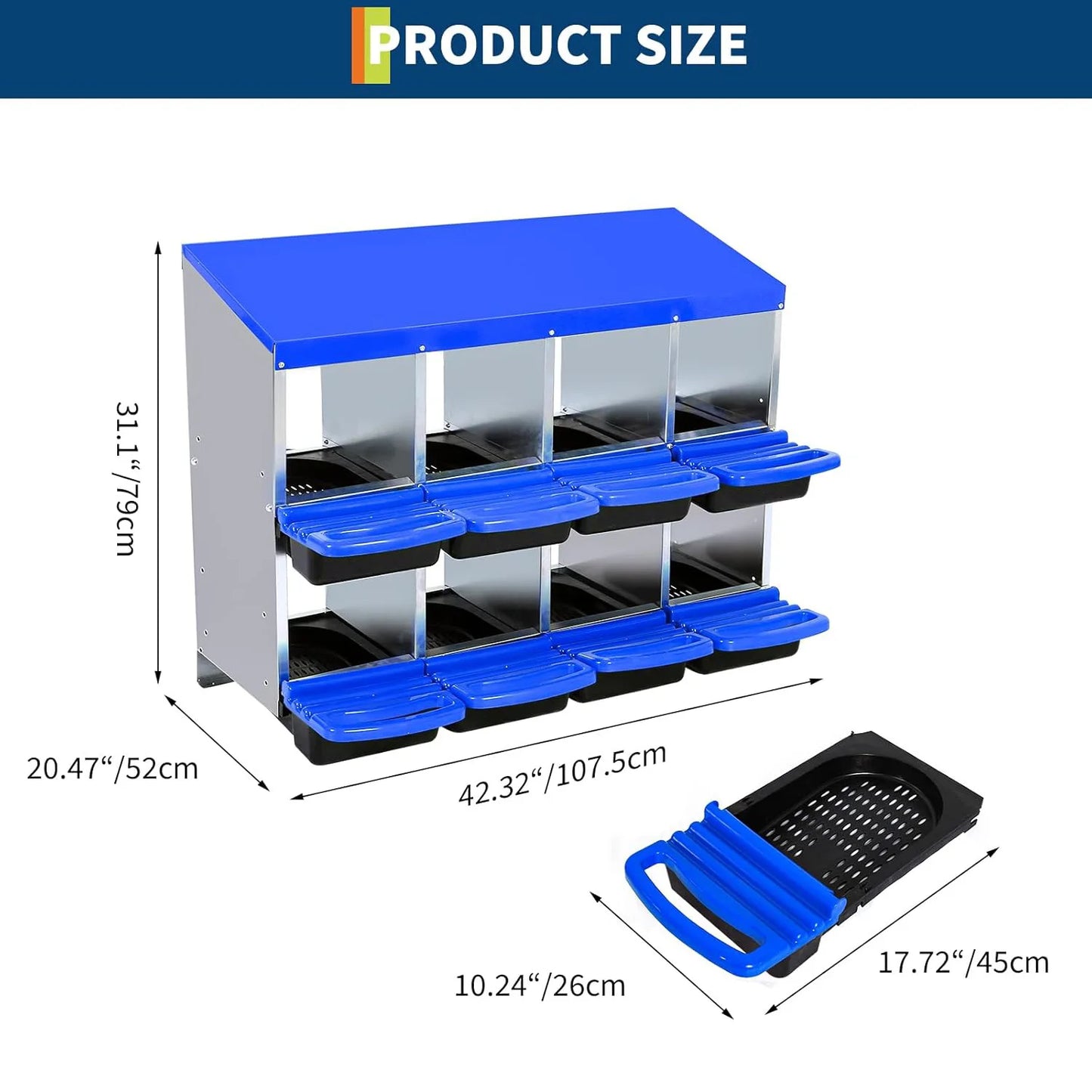 HiMISS 2 Tier Heavy Duty Metal Chicken Nesting Box Compartments