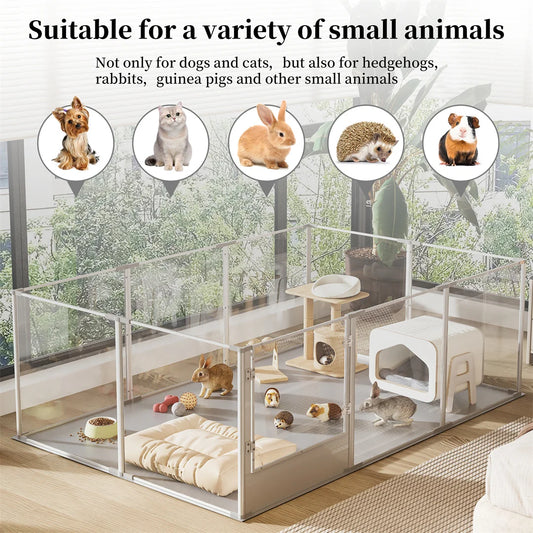Ex-Large Clear Acrylic Dog Playpen Waterproof Pet Exercise Fence with Whelping Pad Dog Playpen Exercise Fence for Cats And Dogs