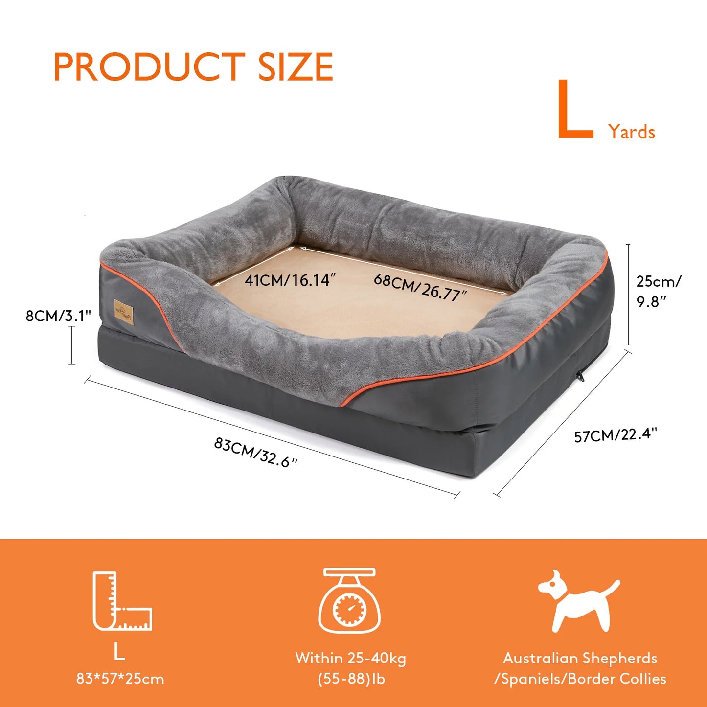 Bingopaw Orthopedic Memory Foam Dog Bed With Bolstered Sides