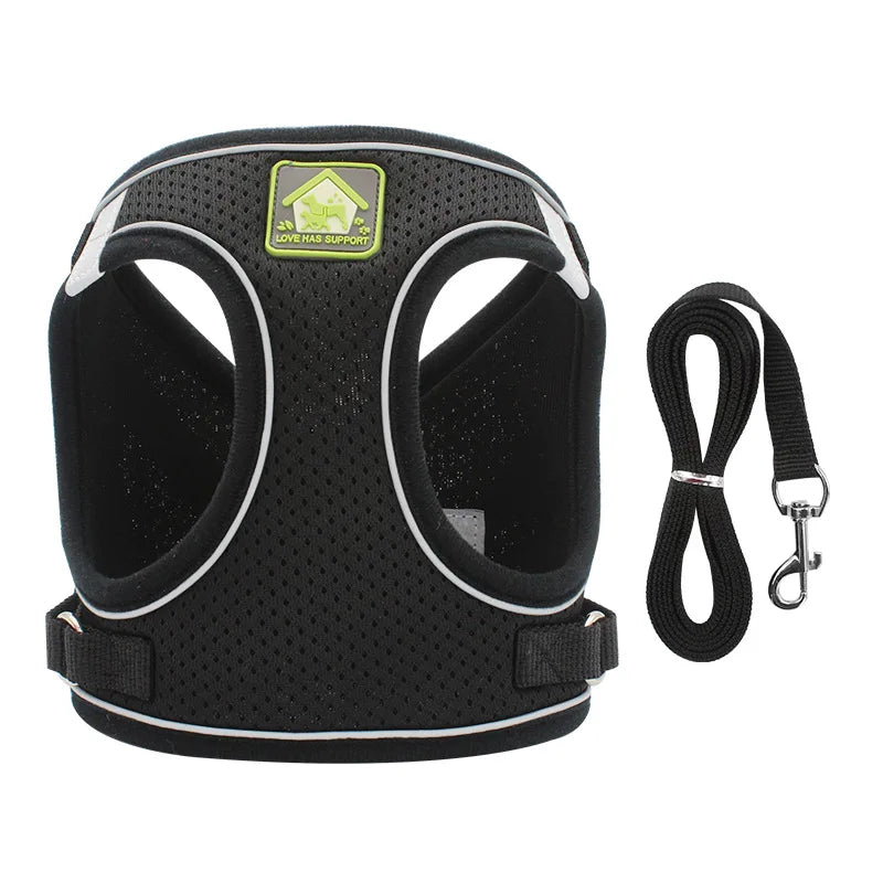 Cat Chest Harness With Leash Reflective Breathable Mesh Chest Strap