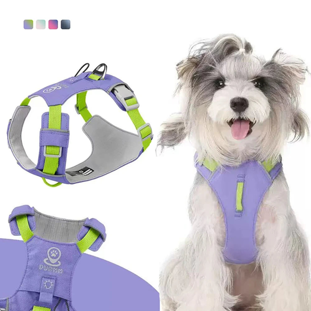 Pet Dog Harness Light Weight Reflective Vest Padded No Pull