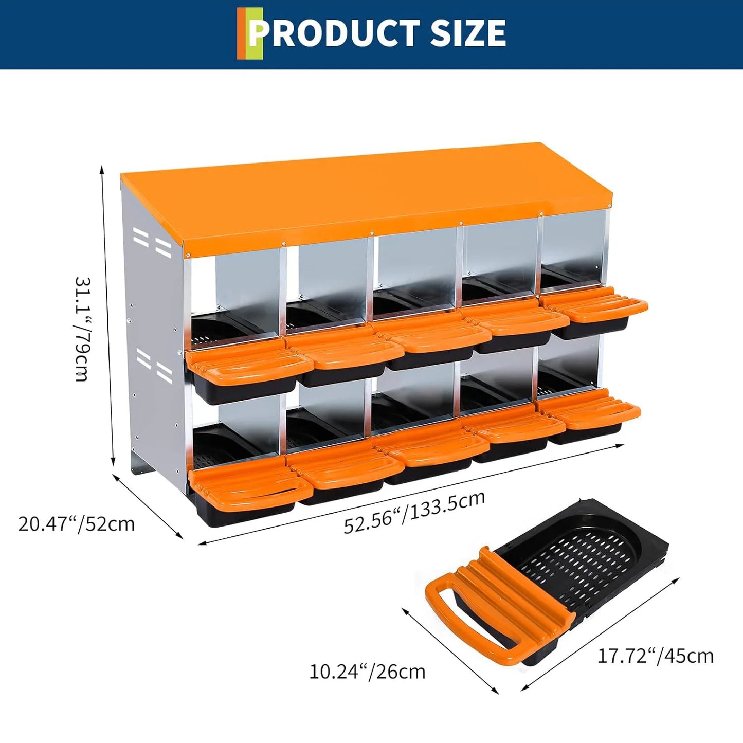 HiMISS 2 Tier Heavy Duty Metal Chicken Nesting Box Compartments
