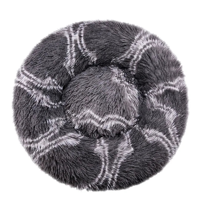Winter Warm Round Plush Pet Bed For Dogs And Felines
