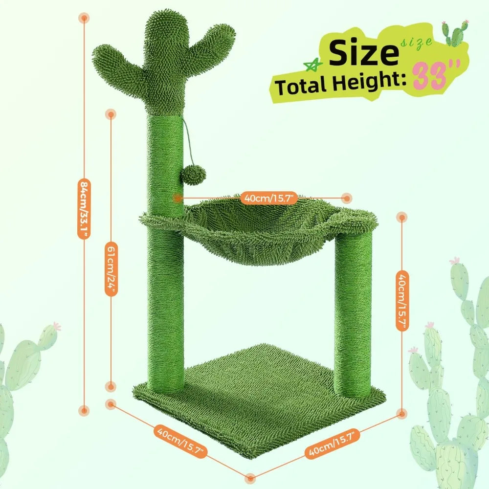 Breed PAWZ Road Cactus Cat Tree Interior Cat Tower Hammock