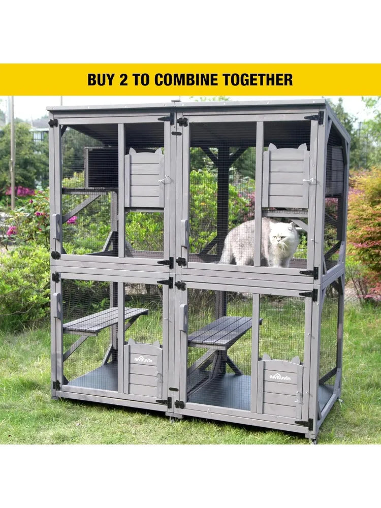 Hign-concerned Catio On Wheels Outdoor Kitty House With Roof