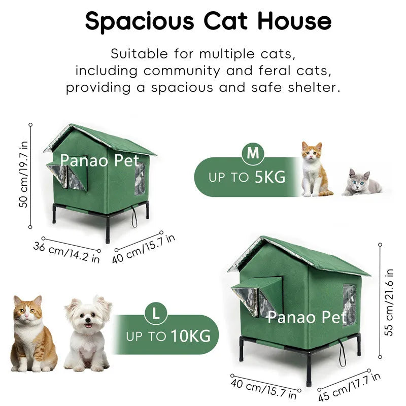 Winter Elevated Pet House-Bed Moisture-Proof Design Cat House Weatherproof for Indoor or Outdoor Use Fits Small or Medium Pets