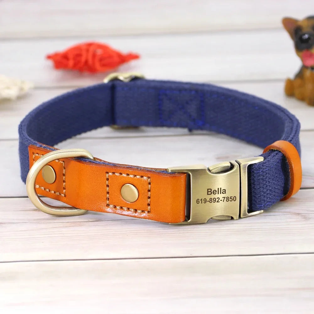Pet Artist Nylon Custom Dog Collar Leash Set With Nameplate