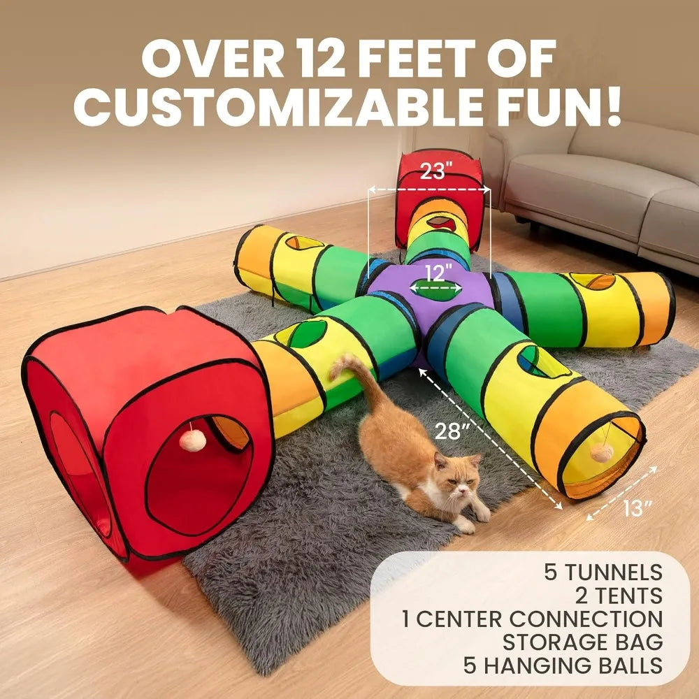 Genius Cat Tunnels Indoor Five Way Tube System Hanging Toys
