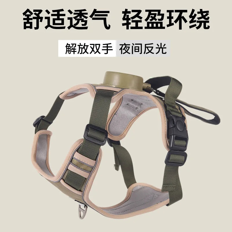 Automatic retractable dog leash with chest and back strap dog rope integrated vest reflective vest for pets pet supplies