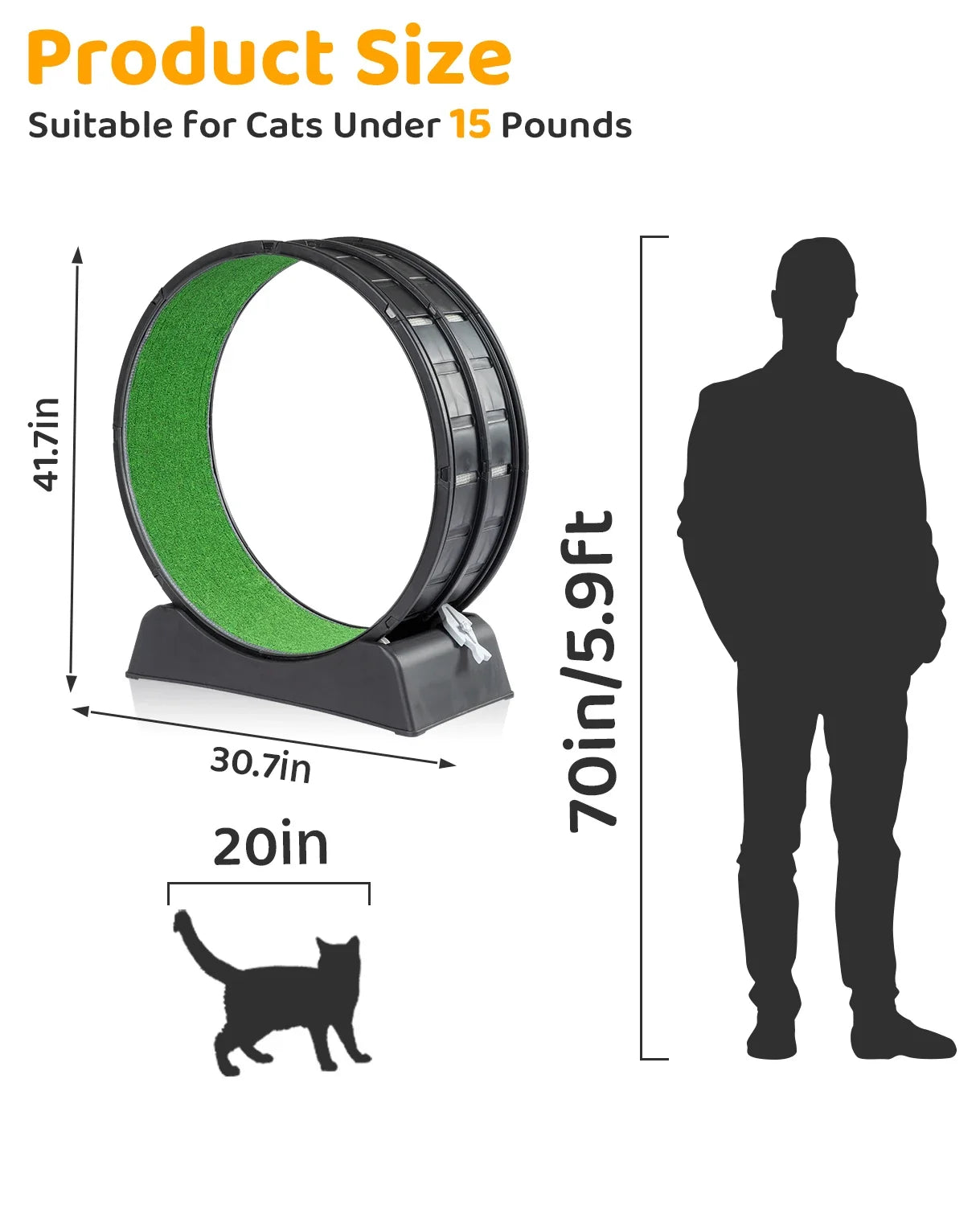 Indoor Cat Exercise Wheel Treadmill With Carpeted Runway