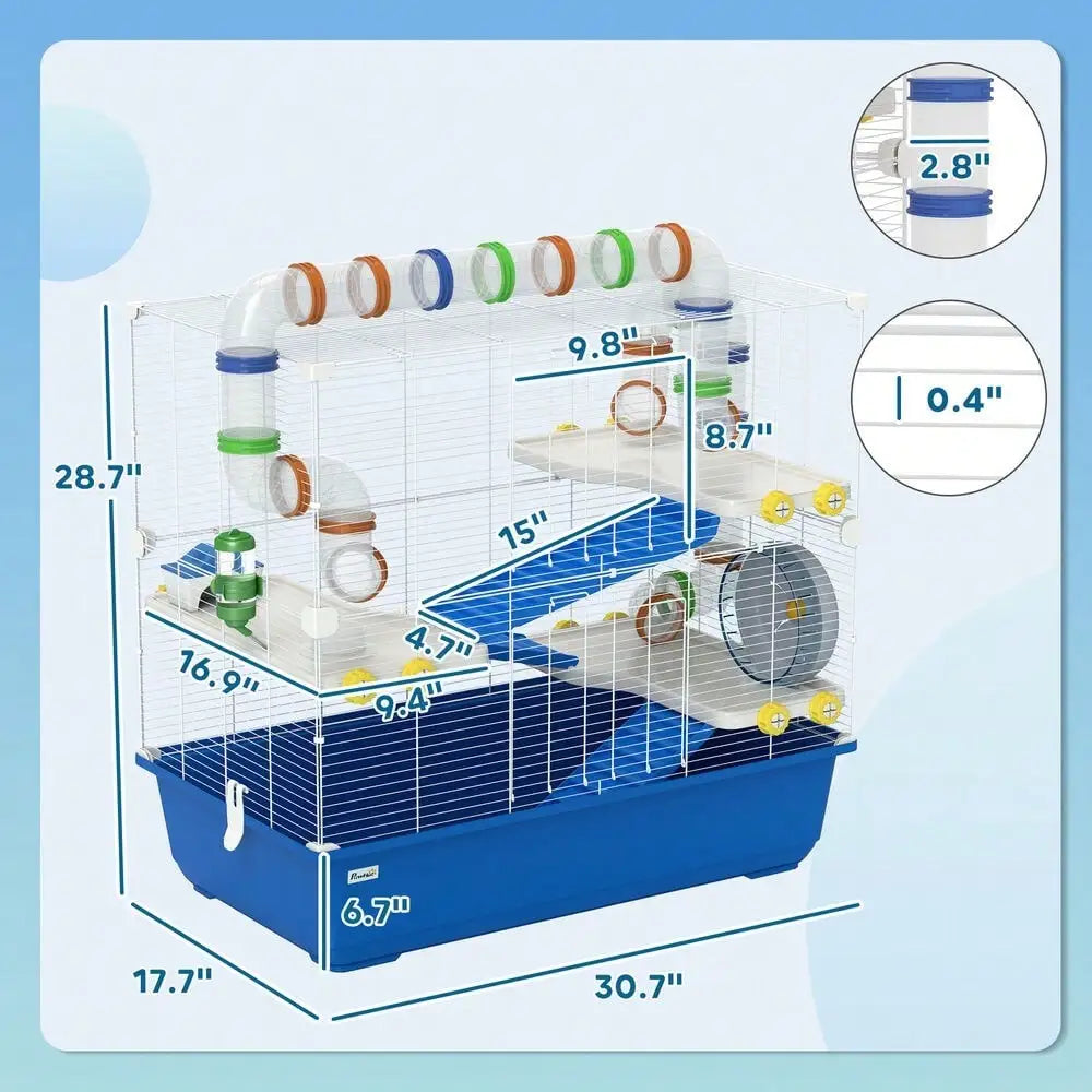Hamster Cage, 4 Tier Rat Cage with Tunnel Tube System