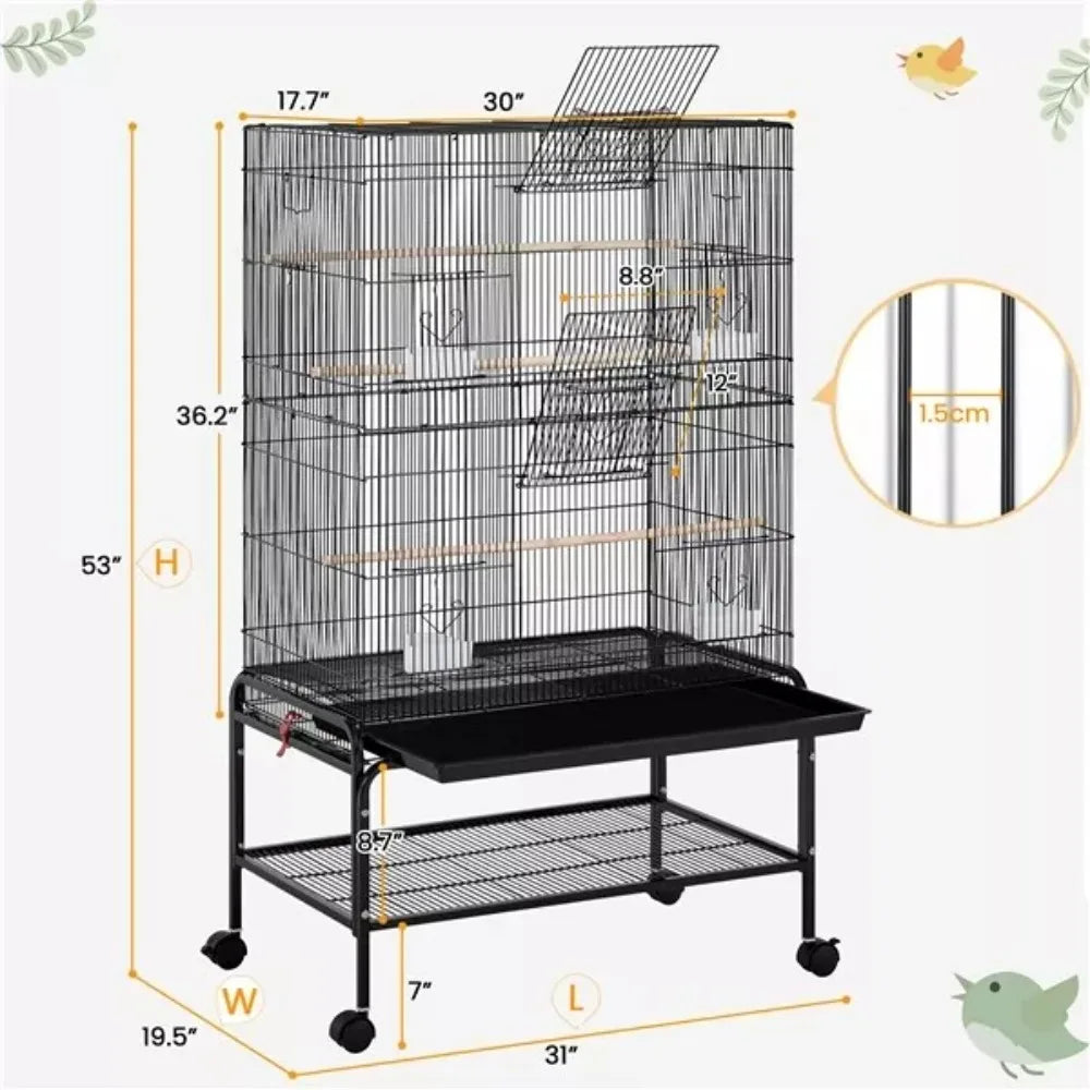 Guangdong Bird Cage With Rolling Stand For Budgies Parrots