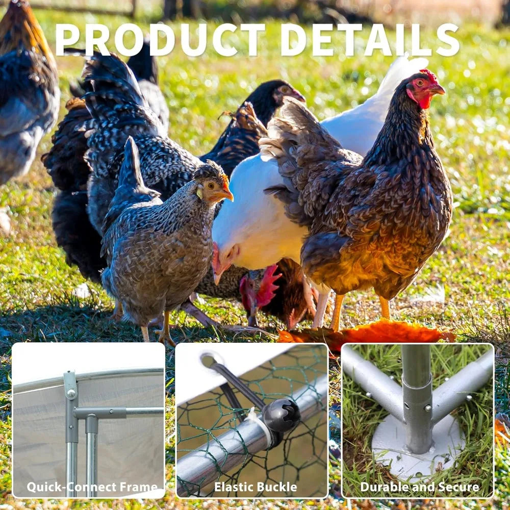 XMSJ Chicken Coop Walk In Metal Poultry Cage Outdoor Run