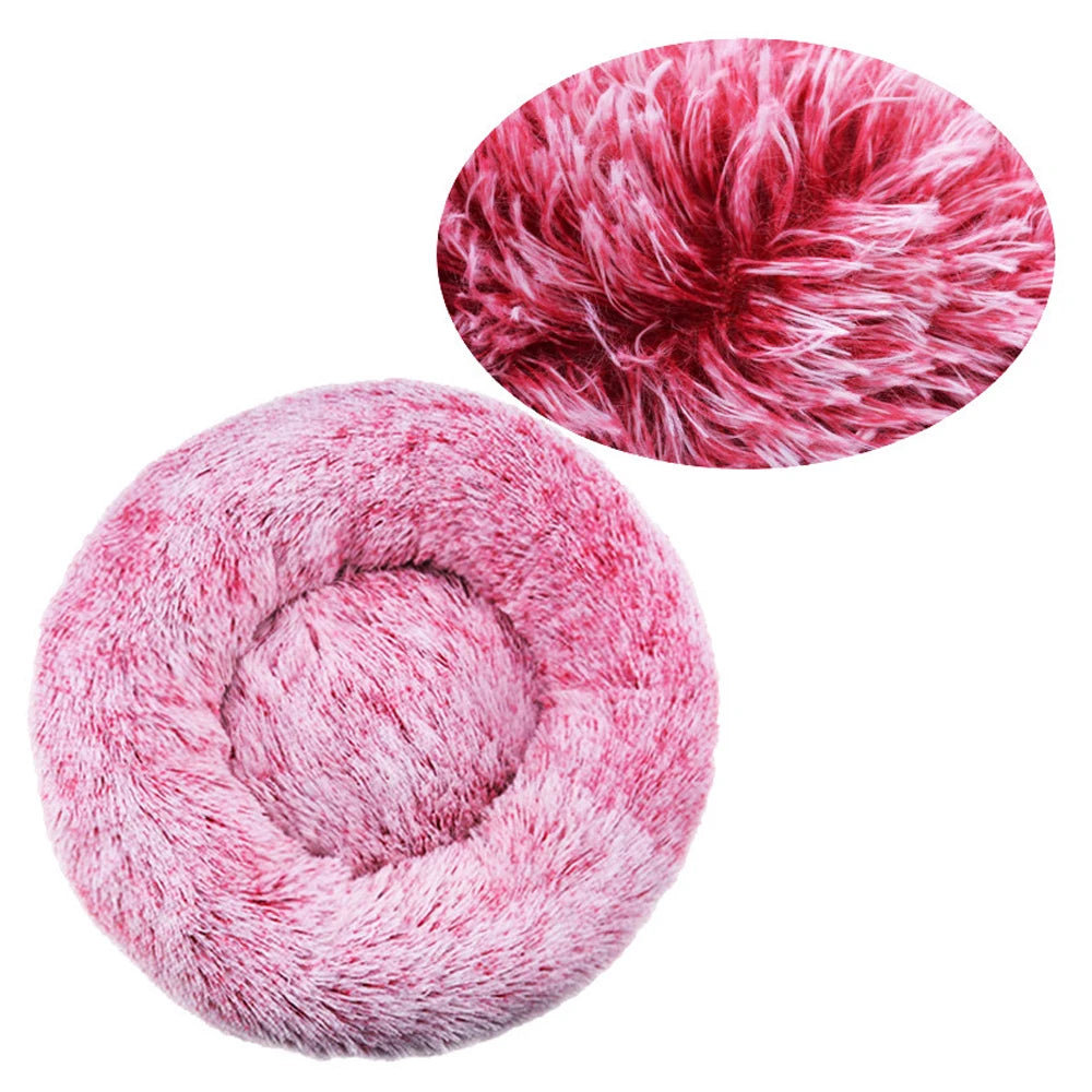 Winter Warm Round Plush Pet Bed For Dogs And Felines