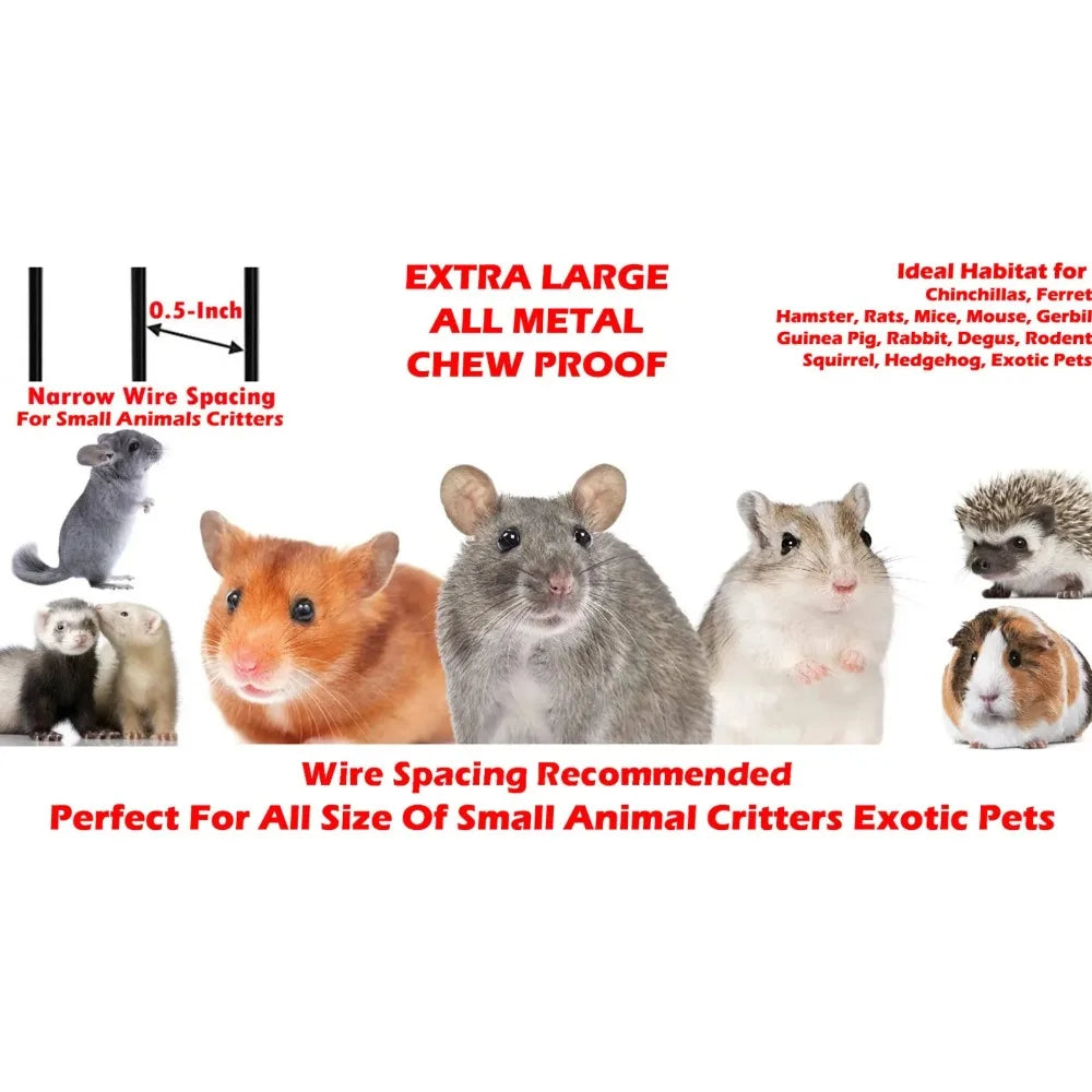 LARGE 54" DOUBLE Dividered Chew-Proof Cage For Chinchilla Ferret Glider Rat Mice