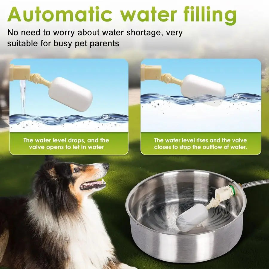 Dog Water Fountain Dispenser Outdoor Stainless Steel With Float Valve