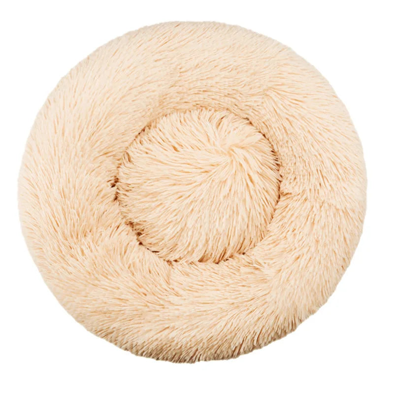 Winter Warm Round Plush Pet Bed For Dogs And Felines