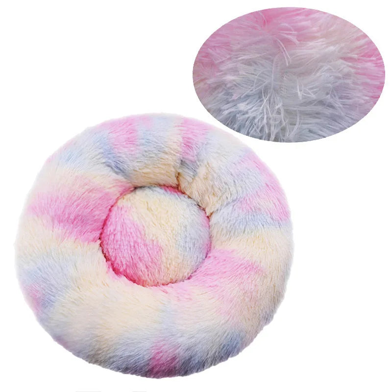Winter Warm Round Plush Pet Bed For Dogs And Felines
