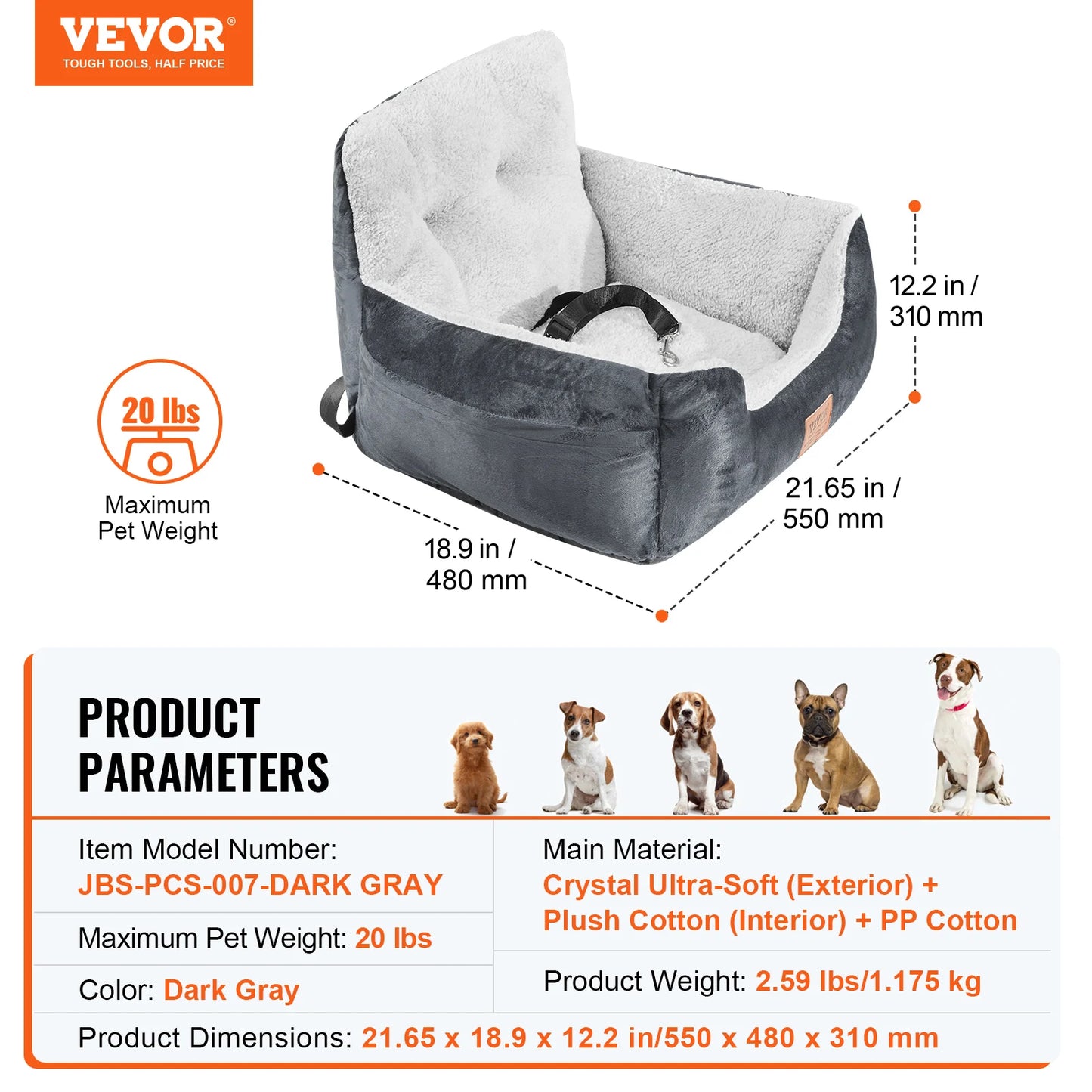 SucceBuy Waterproof Dog Car Seat Booster With ClipOn Safety Leash