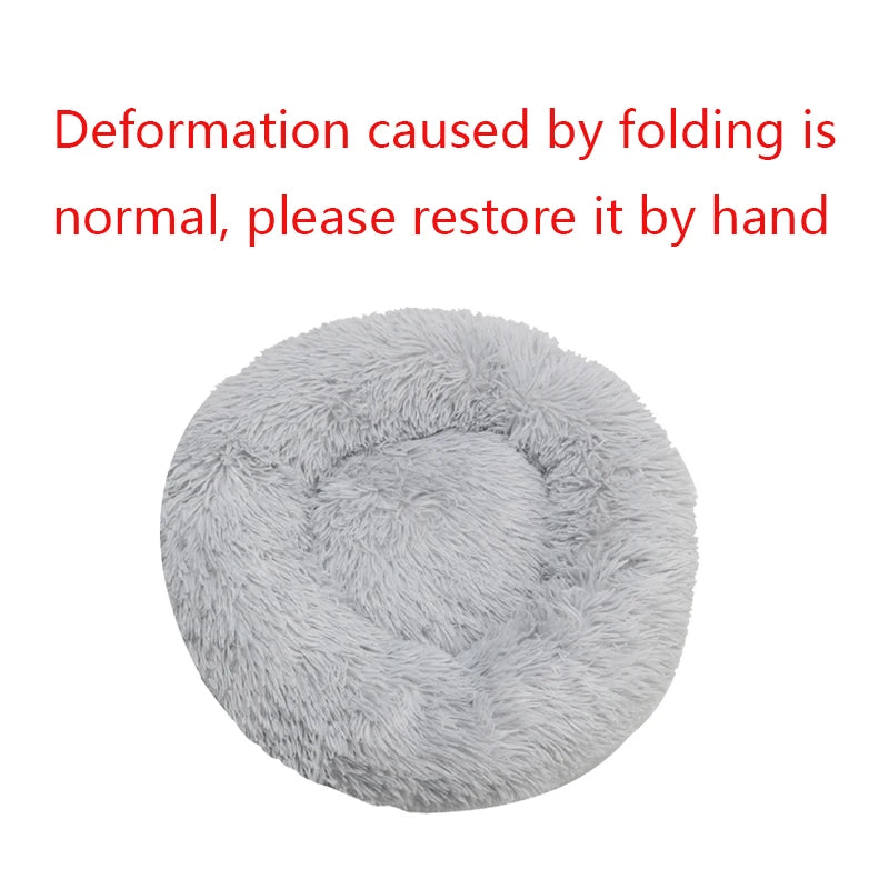 Winter Warm Round Plush Pet Bed For Dogs And Felines